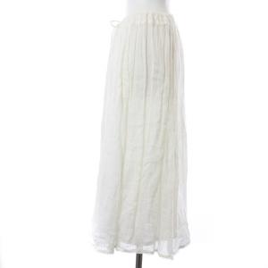 MARGARET HOWELL フレアスカート ロング ウエストゴム レース ペチコート 麻 リネン 2 M 白 ホワイト