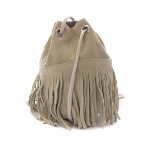 marco masi フリンジミニバッグ ショルダーバッグ 巾着バッグ レザー カーキ