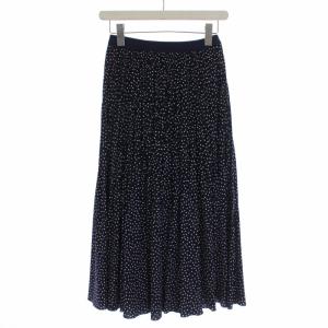 ANAYI 20SS プリーツスカート ロング フレア ドット柄 36 ネイビー