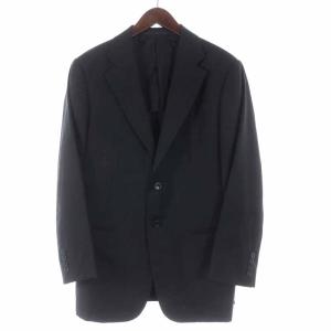 ARMANI COLLEZIONI スーツ セットアップ 上下 テーラードジャケット シングル スラックスパンツ ロング ウール 48C XL 黒 ブラック