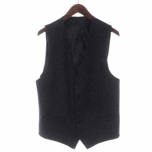 ベスト 前開き ウール ヘリンボーン 切替 48 M 黒 ブラック