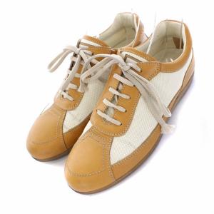 Salvatore Ferragamo スニーカー シューズ レザー キャンバス 5.5D 23cm ホワイト ブラウン