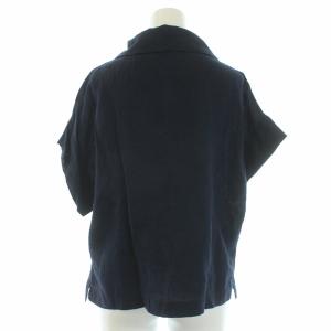 MARGARET HOWELL 20SS FINE LINEN ブラウス シャツ 半袖 リネン100％ 1 S 紺 ネイビー