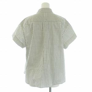 MARGARET HOWELL 22SS SIMPLE COTTON CHECK ブラウス シャツ 半袖 1 S 白 ホワイト 黒 ブラック 578-2152030