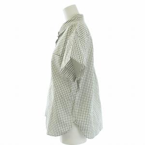 MARGARET HOWELL 22SS SIMPLE COTTON CHECK ブラウス シャツ 半袖 1 S 白 ホワイト 黒 ブラック 578-2152030