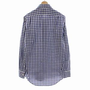 POLO RALPH LAUREN NON-IRON シャツ 長袖 ギンガムチェック ホリゾンタルカラー ロゴ刺繍 XS ブルー