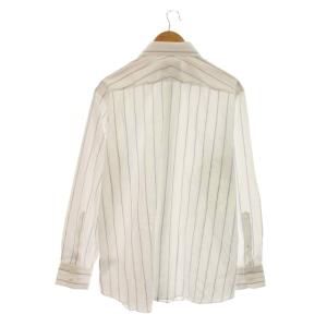 Brooks Brothers THOMAS MASON生地 ワイシャツ ドレス ストライプ ホリゾンタルカラー 長袖 ホワイト