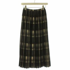Spick&Span 20AW チェックプリーツスカート ロング ミモレ丈  36 ブラック ベージュ ブラウン