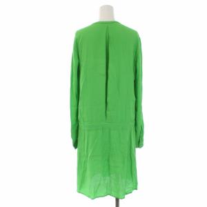 DIANE von FURSTENBERG ワンピース ひざ丈 長袖 ピンタック リボン 2 グリーン