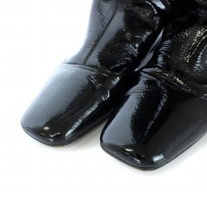 PRADA ロングブーツ エナメル スクエアトゥ 36 23cm 黒 ブラック