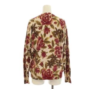 yoshie inaba ニット カットソー アンゴラ混 シルク混 花柄 長袖 クルーネック M ベージュ