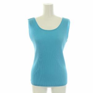 イッセイミヤケ プリーツカットソー ラウンドネック ノースリーブ タンクトップ 03 L 水色 ライトブルー PP53FK291