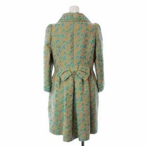 Lois CRAYON ステンカラーコート ミドル 七分袖 総柄 M ベージュ グリーン