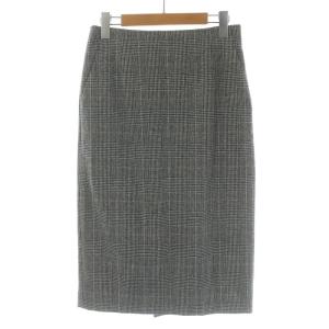 21AW タイトスカート ミモレ ロング スリット チェック ウール 38 グレー