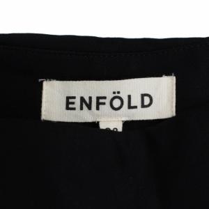 ENFOLD プリーツレイヤード調スカート ミモレ丈 フレア 切替 38 ブラック ホワイト
