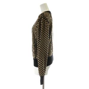 Ameri VINTAGE 21AW ヘリンボーンジャガードニット カーディガン 総柄 長袖 F ベージュ ブラック
