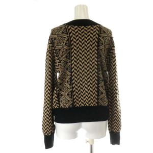 Ameri VINTAGE 21AW ヘリンボーンジャガードニット カーディガン 総柄 長袖 F ベージュ ブラック
