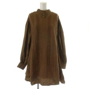 21SS VEST DOCKING SHIRT チュニック 長袖 ニット F 茶 ブラウン