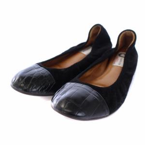 LANVIN バレエシューズ パンプス フラット スエード レザー 38 ブラック