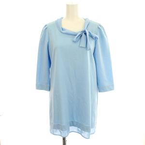 チュニック シャツ 七分袖 リボン 2 ライトブルー