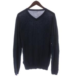 F.C.Real Bristol ニット カットソー 長袖 薄手 Vネック S ネイビー