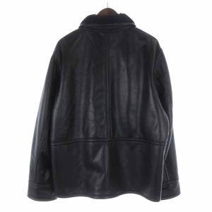 UNITED ARROWS レザージャケット 革ジャン シープスキン 羊革 ジップアップ ボア L ブラック