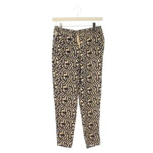 イージーパンツ テーパードパンツ 総柄 ロゴ シフォン 36 ネイビー ベージュ