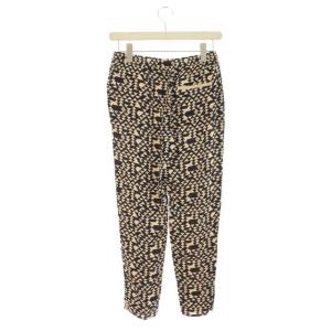 ARMANI JEANS イージーパンツ テーパードパンツ 総柄 ロゴ シフォン 36 ネイビー ベージュ