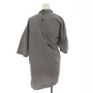 ENFOLD 20SS フロントリボン ギンガムチェックブラウス プルオーバー チュニック 38 ブラック