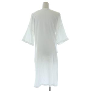 ENFOLD 21SS スビン天竺 スリットロングTシャツ カットソー Uネック プルオーバー 五分袖 38 M 白 ホワイト