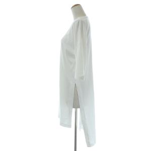 ENFOLD 21SS スビン天竺 スリットロングTシャツ カットソー Uネック プルオーバー 五分袖 38 M 白 ホワイト