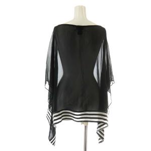 GIORGIO ARMANI ポンチョ ボーダー シースルー シアー シルク ブラック