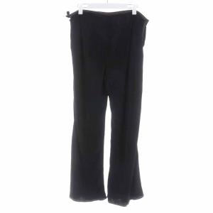 HERMES ワイドパンツ ロング ステッチ 42 13号 XL 黒 ブラック