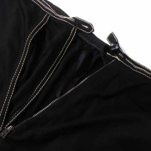 HERMES ワイドパンツ ロング ステッチ 42 13号 XL 黒 ブラック