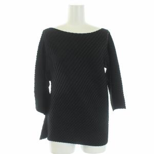 プリーツカットソー アシンメトリー 2 ブラック