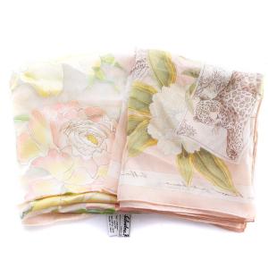 スカーフ 2枚セット シルク 総柄 マルチカラー