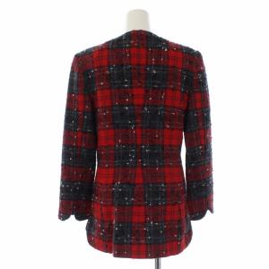 VALENTINO GARAVANI MISS V ノーカラージャケット ツイード チェック ウール 40/6 レッド