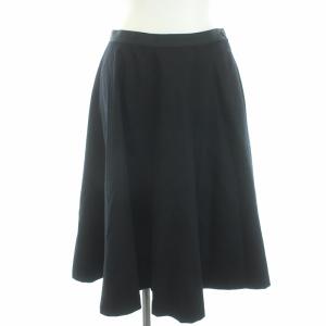 FOX BROTHERS スカート フレア ひざ丈 ウール 2 M 黒 ブラック