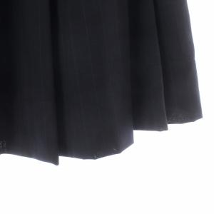 MARGARET HOWELL プリーツスカート フレア ストライプ 2 ネイビー