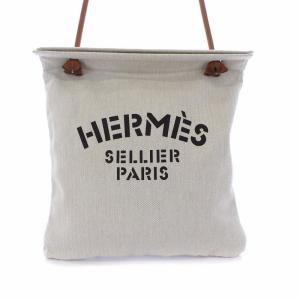 HERMES 19年製 アリーヌMM D刻印 ワンショルダーバッグ キャンバス ベージュ 