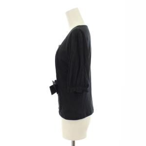 M'S GRACY カットソー スクエアネック リボン 五分袖 プリーツ 40 M-L 黒 ブラック