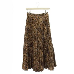 PYTHON PLEATS SKIRT プリーツスカート ロング マキシ丈 パイソン柄 ブラウン