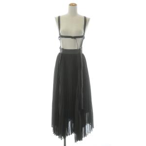19AW HARNESS SUSPENDER SKIRT プリーツスカート ロング ハーネス S チャコールグレー 01920940310