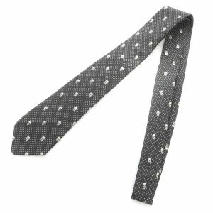 Alexander McQueen ネクタイ レギュラータイ シルク スカル ドット 水玉 刺繍 ブラック