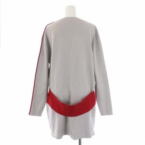 ADORE 21AW カラーアクセントニット チュニック 長袖 ひざ丈 38 グレージュ