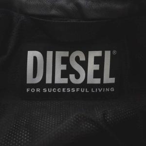 DIESEL 蛇腹 バイカー ライダースジャケット シングル レザージャケット 革ジャン M 黒 ブラック