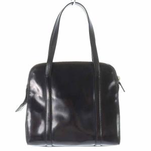 PRADA ハンドバッグ レザー ロゴ型押し 茶