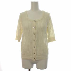 カーディガン ニット レース編み 半袖 2 M 白 ホワイト