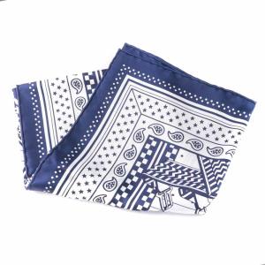 HERMES 22SS カレ55 SANGLES EN ZIGZAG ジグザグのサングル スカーフ シルク 紺 白