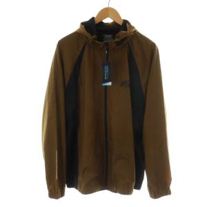 NYLON TRACK HOODED JACKET ジップアップ フード ナイロン XL ブラウン